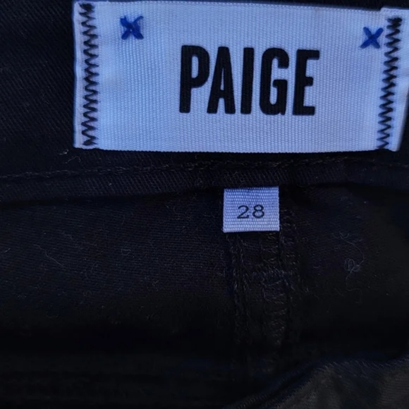 Paige Black Shiny Pandora Coated Peg Skinny Jeans. SIZE 28 - Picture 7 of 12